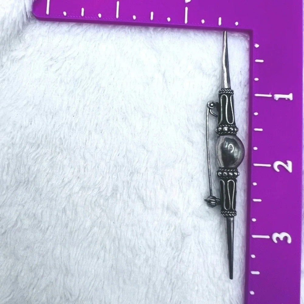 Vintage Sterling Silver Art Deco‎ Jabot Bar Brooch 3.5